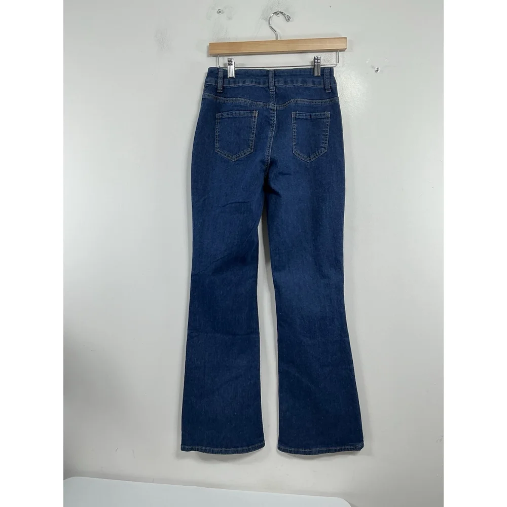 Womans Excellent Condition Flared Leg Blue Jeans Stretch Size 27 0178/A-5